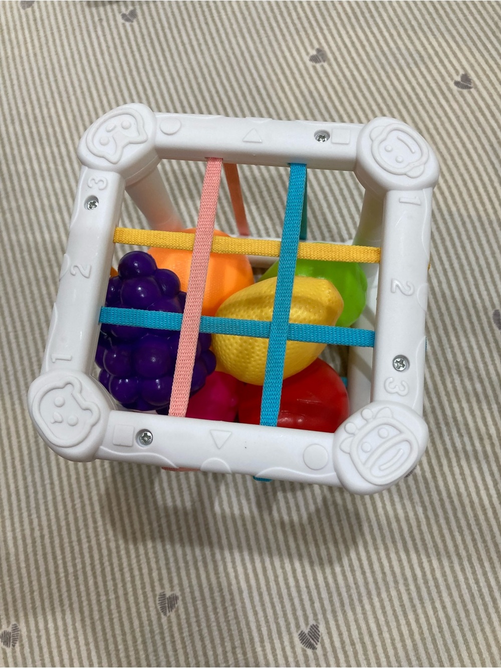 White Sensory Fruit Cage Toy with Colorful Fruits